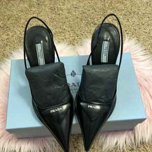 PRADA padded leather sling back size 37.5